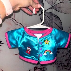 Rare Build A Bear Rare Kabu Pawlette Jacket Teal Blue Rainbow Gum Coat bomber